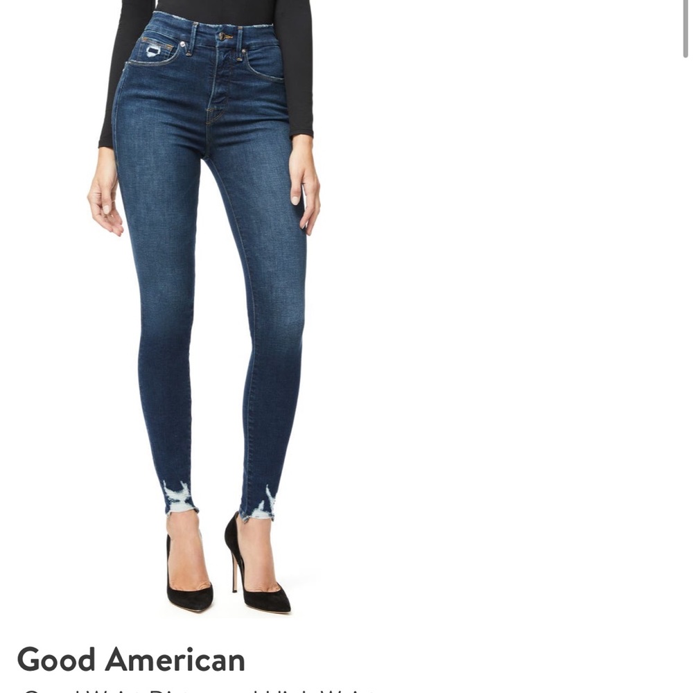 Good American Good Waist Distressed High Waist Ankle Skinny Jeans